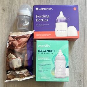 NWT Lot of 7 Lansinoh Evenflo Philips Avent Baby Bottles